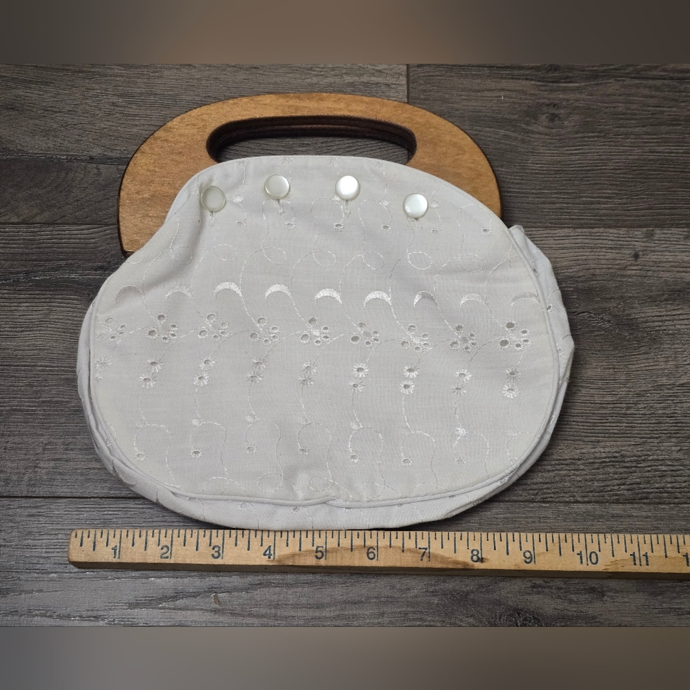 Interchangable Button Bermuda Bag Clutch Wood Han… - image 6